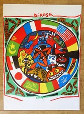 DI ROSA drapeaux monde affiche art originale ROULEE 1985