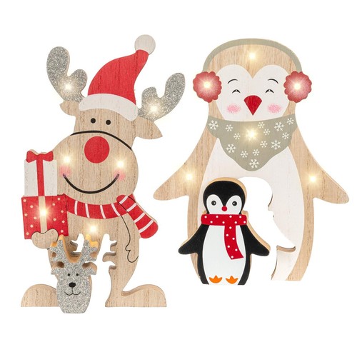 Figurine bois noël led - figurine,
