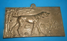 Plaque En Bronze Chien De Chasse bon etat 16cm par 8,5cm