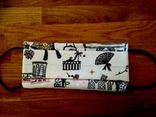 Masque tissu 100% coton lavable, avec pince nez / Poche filtre / motif PARIS