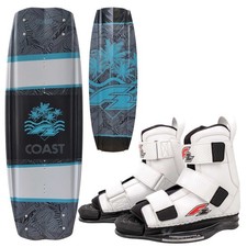 F2 Set de Wakeboard Coast Classique Gris 144cm Avec Fixation Équipe Bateau Blanc