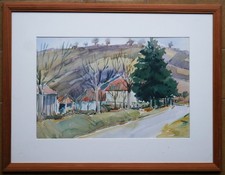 tableau aquarelle : route de