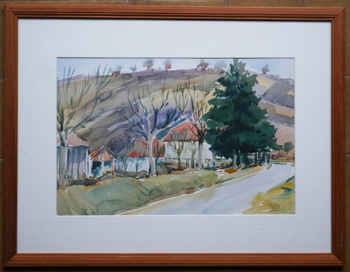 Tableau aquarelle route de - aquarelle,