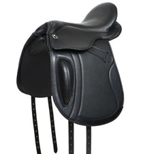 Selle de dressage sans arçon 1135 en cuir souple noir