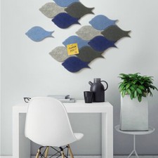 4PCS 3D Autocollant Mural Poisson Forme Feutre Bulletin Pin Mémo Board pour Lit