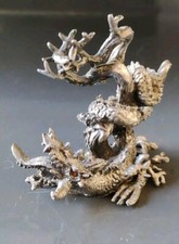 Figurine Dragon Feng-Shui Collection en plomb- A l air féroce. Dim 6,5 x 6,5 cm
