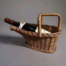  Porte Bouteille en osier Vintage des Années 1960.