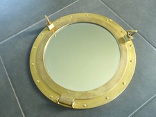 Grand miroir hublot ouvrant bronze laiton vintage 47cm déco marine bateau
