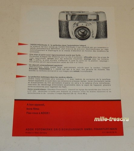 Feuillet publicitaire adox - publicitaire,