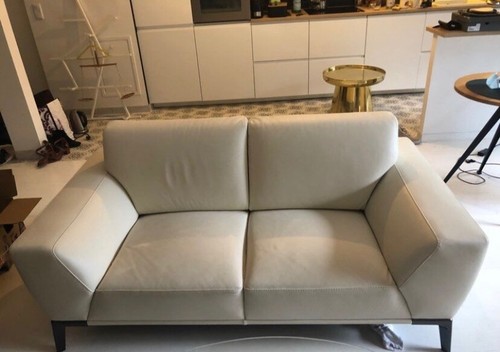 Canapé cuir blanc - , cassé