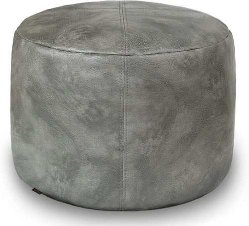 Unstuffed faux leather pouf - unstuffed,