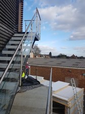 Escalier en acier de 2,1 m, escalier, escalier d'évacuation d'incendie, acier galvanisé, escalier en verre