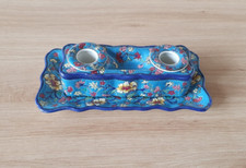 EMAUX de Louvière -  Encriers de bureau sur support à bord festonné - Circa 1930