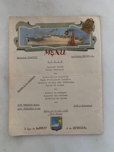 Ancien menu diner paquebot - diner,