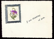 ancienne carte brodée " I AM