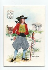  Carte postale brodée et tissus . BRETAGNE