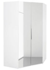 Armoire D'Angle Level 120X120Cm Blanche Avec Miroir 2 Portes
