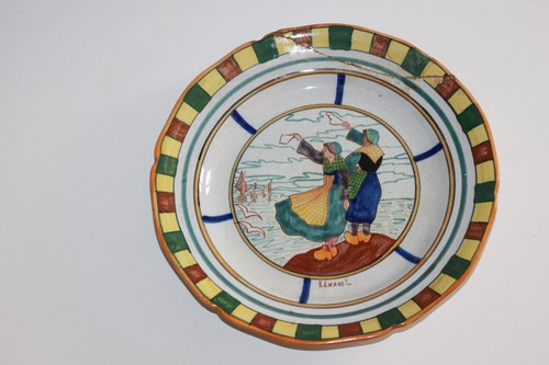 Rare assiette faïence - assiette, signée
