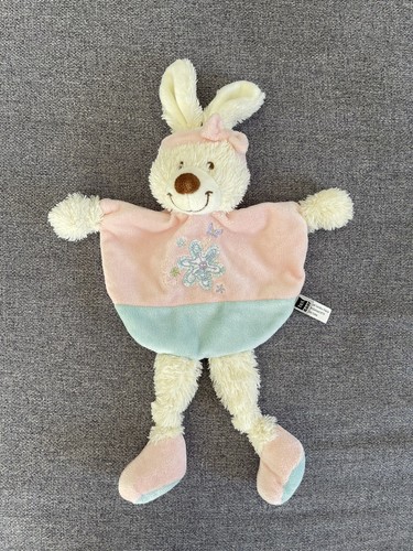 Doudou lapin blanc plat - doudou, rose