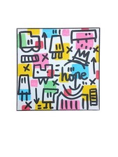 MR.HOPE  - TOILE - STREET ART - OEUVRE UNIQUE - OR  - ART  - LOVE - couleur 