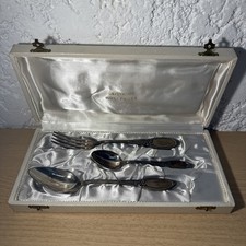 Coffret De Baptême Boulenger Orfèvrerie 3 Pièces En Métal Argenté 