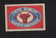 Ancienne  étiquette allumettes   Belgique  BN3653 Tête Boeuf