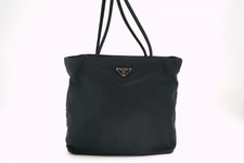 Sac À Main Tote Semi-Épaule Logo En Triangle Plaque Tessuto Nylon Noir 4349H