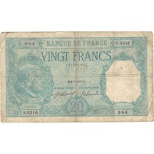 France, 20 Francs, Bayard, 1918, S.5316 984, TB, Fayette:11.3, KM:74