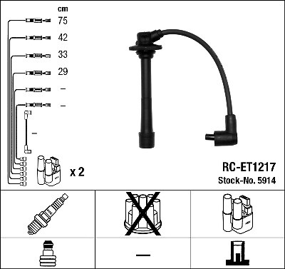 5914 ngk ignition lead - set, for