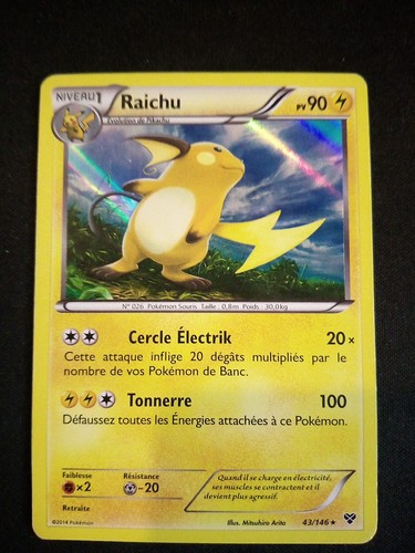 Carte pokémon raichu - carte, 43/146