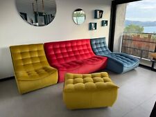 canapé modulable XXL Design  tricolore ( rouge, bleu et jaune)  avec méridienne 