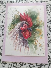 DAM DOMIDO Aquarelle papier "FIER COMME EN COQ", 25X18 cm, coté, certificat 