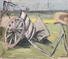 Louis Édouard TOULET (1892-1967) HsP 46x54cm Charrette à bras Ecole de Paris