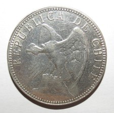 Chili 1 Peso Argent 1895 Condor – Santiago – Oscar Roty – Silver Coin Chile
