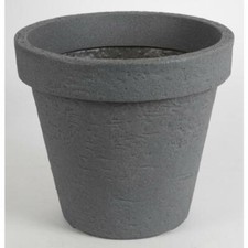 Bac à Plantes " Pisa " Gris Pierre Cache-Pot Fleurs 39x35cm Rond Plastique