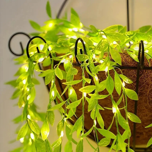 Guirlande feuilles led - feuilles, verte