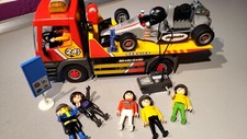 UH LOT PLAYMOBIL VOITURE MERCEDES COURSE FORMULE 1 HYBRIDE - ELECTRIQUE + CAMION