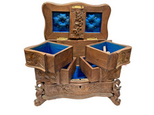 Coffret à bijoux ancien XIXe bois sculpté foret noire commode miniature