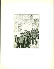 Gravure ancienne phototypie le bain des charbonniers 1881 H. Pille issue livre