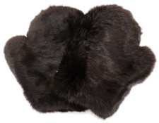 Gants En Fourrure Pour L'Hiver Doublés Ski Chauds En Lapin Marron