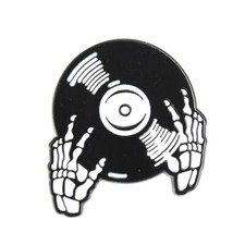 Pin's Disque vinyle main squelette - Musique - en Acier - Musique - Fantaisie