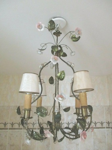 Lustre laiton fleurs