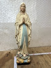 statue signée religieuse ancienne plâtre polychrome Sainte Vierge  Réf N.5