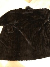 Manteau Vison Noir usagé sans doublure Col châle manches bouffantes T M