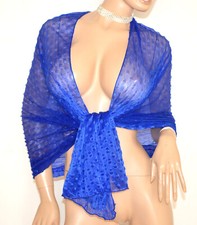 BLEU ÉTOLE femmes écharpe maxi voilé haussement d'épaules châle cérémonie UA20