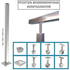 Poteau Montage au Sol 40x40 Balustrade Balcon Rampe D'Escalier Carré Inox V2A