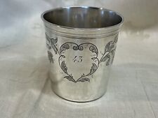 Timbale En Argent Massif De Pension XIX Minerve Ou Gobelet Gravée De Fleurs