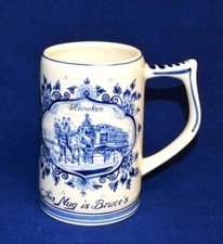 Mug Personnel Bruce's Vintage Delft Sche Huys Hollande Bleu Heineken 5 1/2"