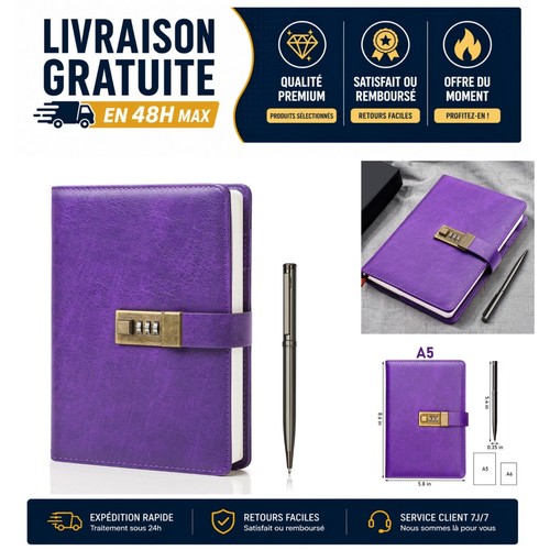 Journal intime cadenas cuir - journal,