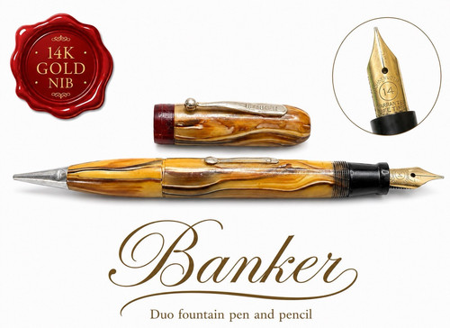 Stylo banker marbré ambre - banker,